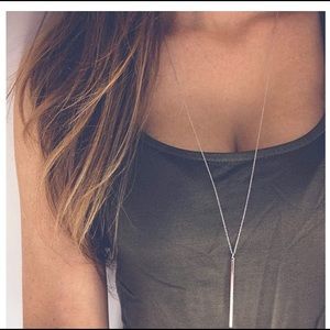 Long Silver Bar Chain